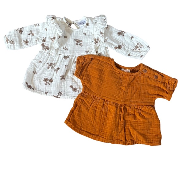 Charming‎ Kids Floral Blouse Set - White and Rust - Picture 1 of 4